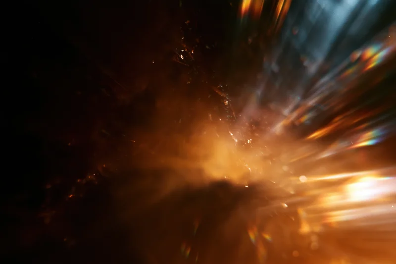 Abstract light burst with lens flare and motion blur in low light