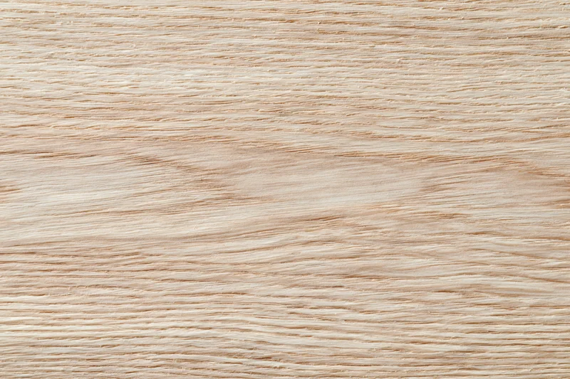 Close-up flat lay of light oak wood surface with horizontal grain pattern