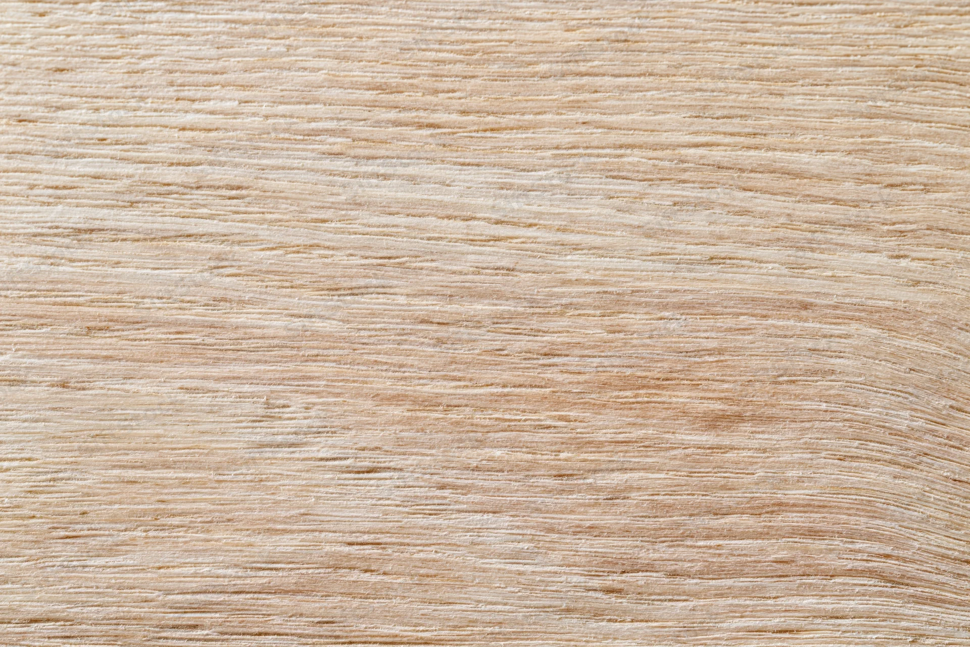 Close-up flat lay of light oak wood surface with horizontal grain pattern