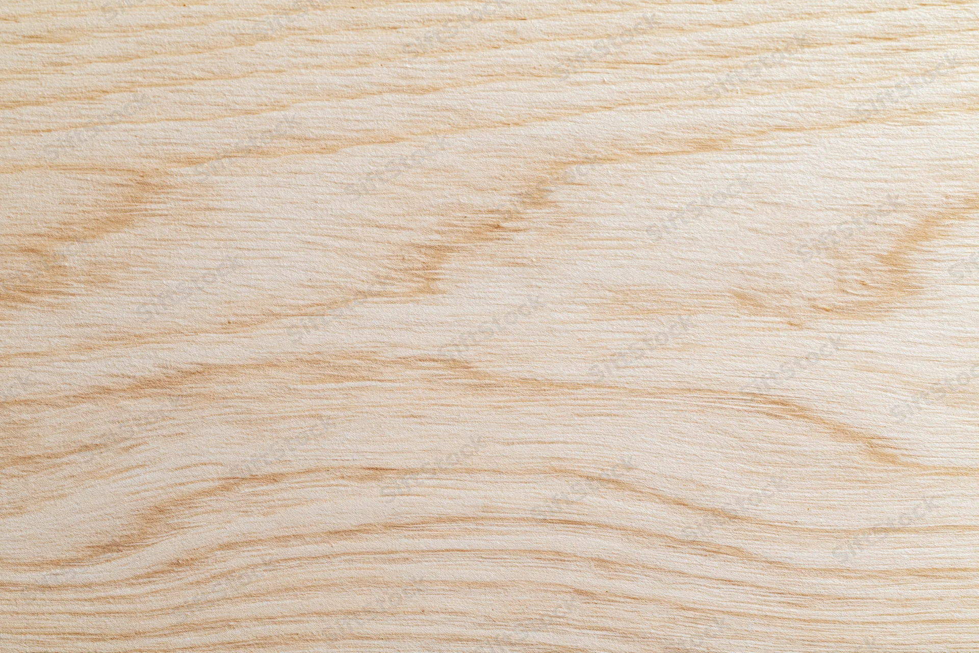 Close-up flat lay of a smooth light birch plywood surface showing natural wood grain texture