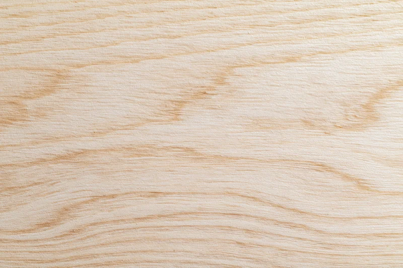Close-up flat lay of a smooth light birch plywood surface showing natural wood grain texture