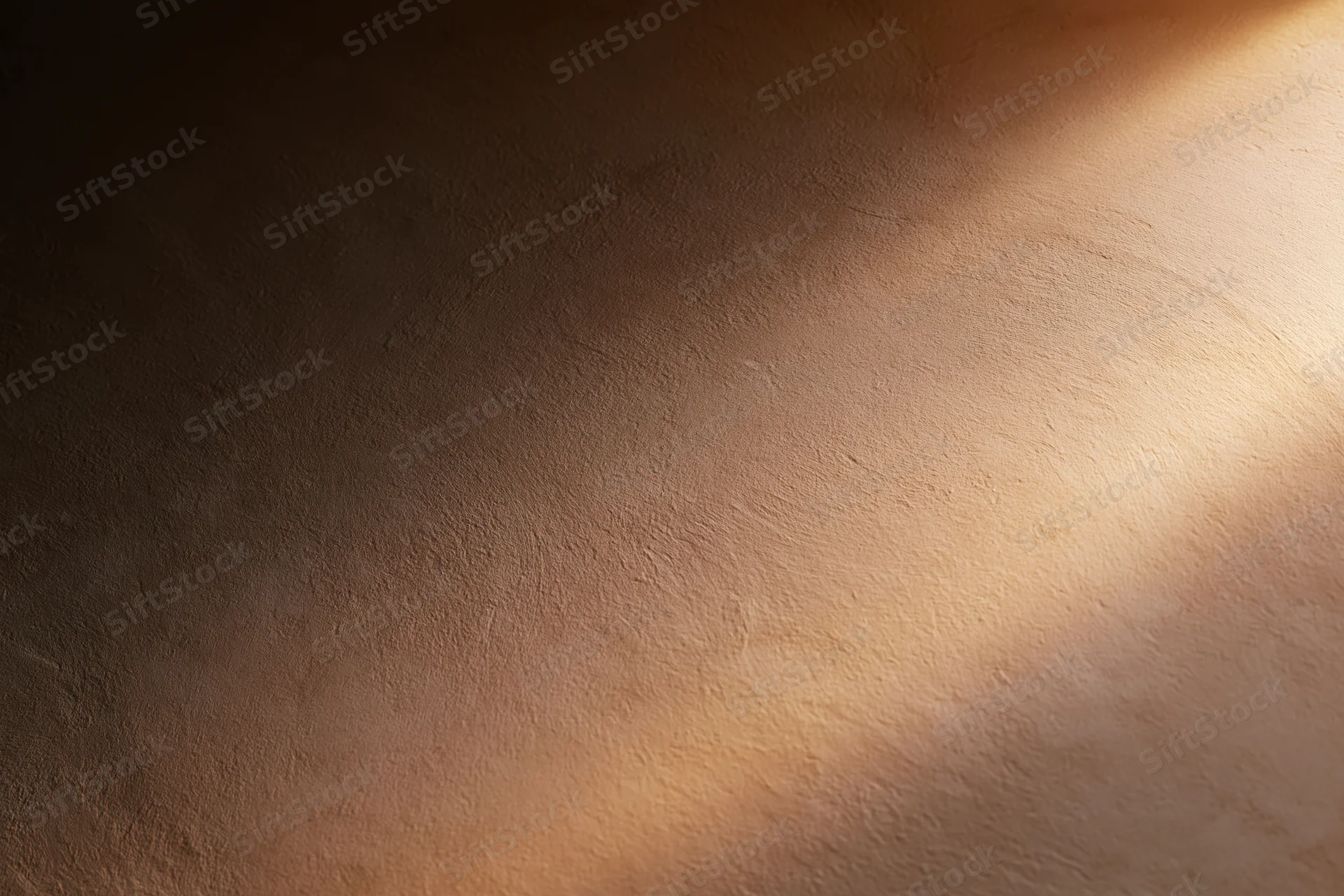 Smooth plastered wall surface with soft light and shadow in interior space
