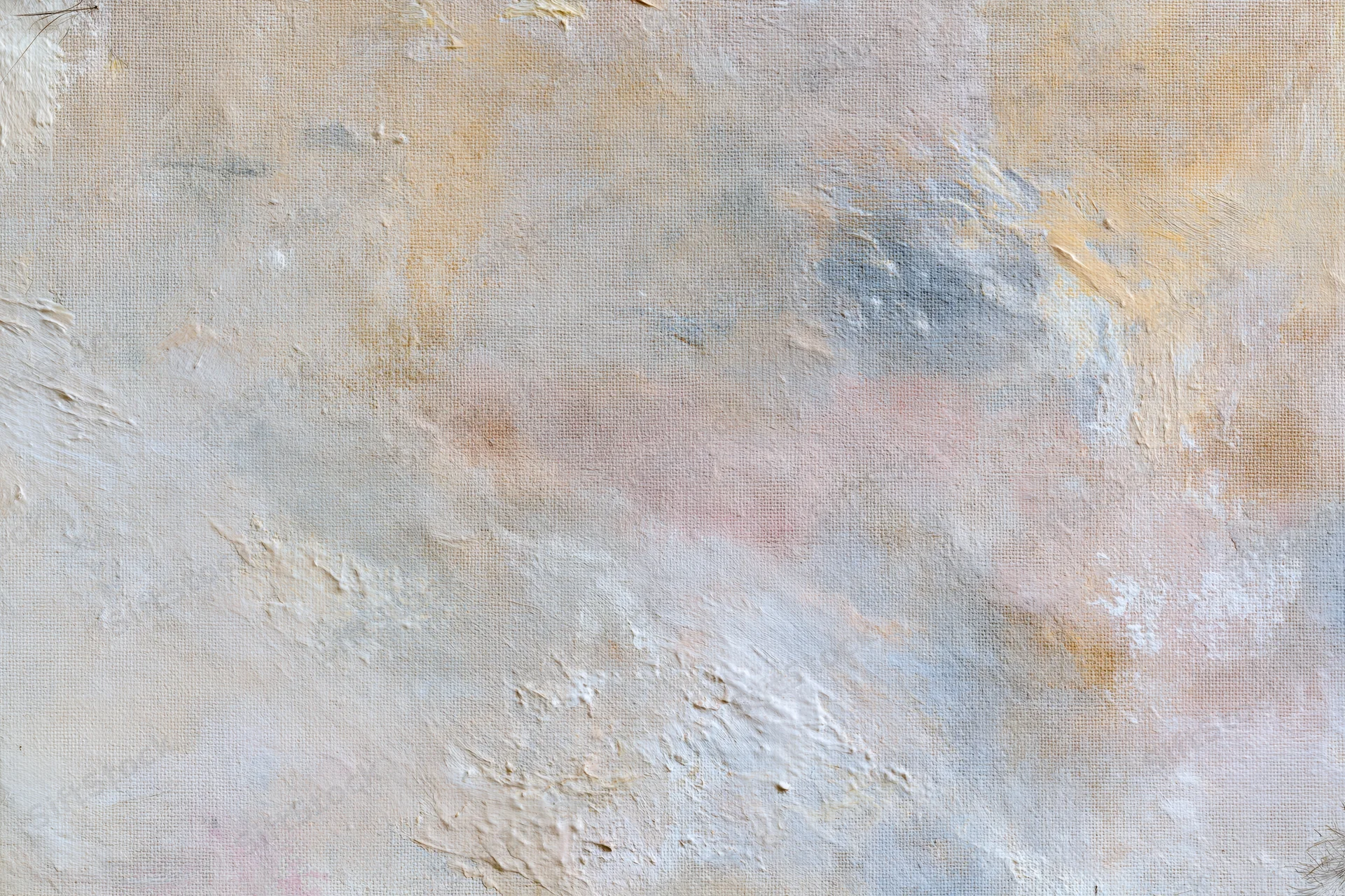 Close-up of abstract painted canvas surface with textured brushstrokes and neutral color palette