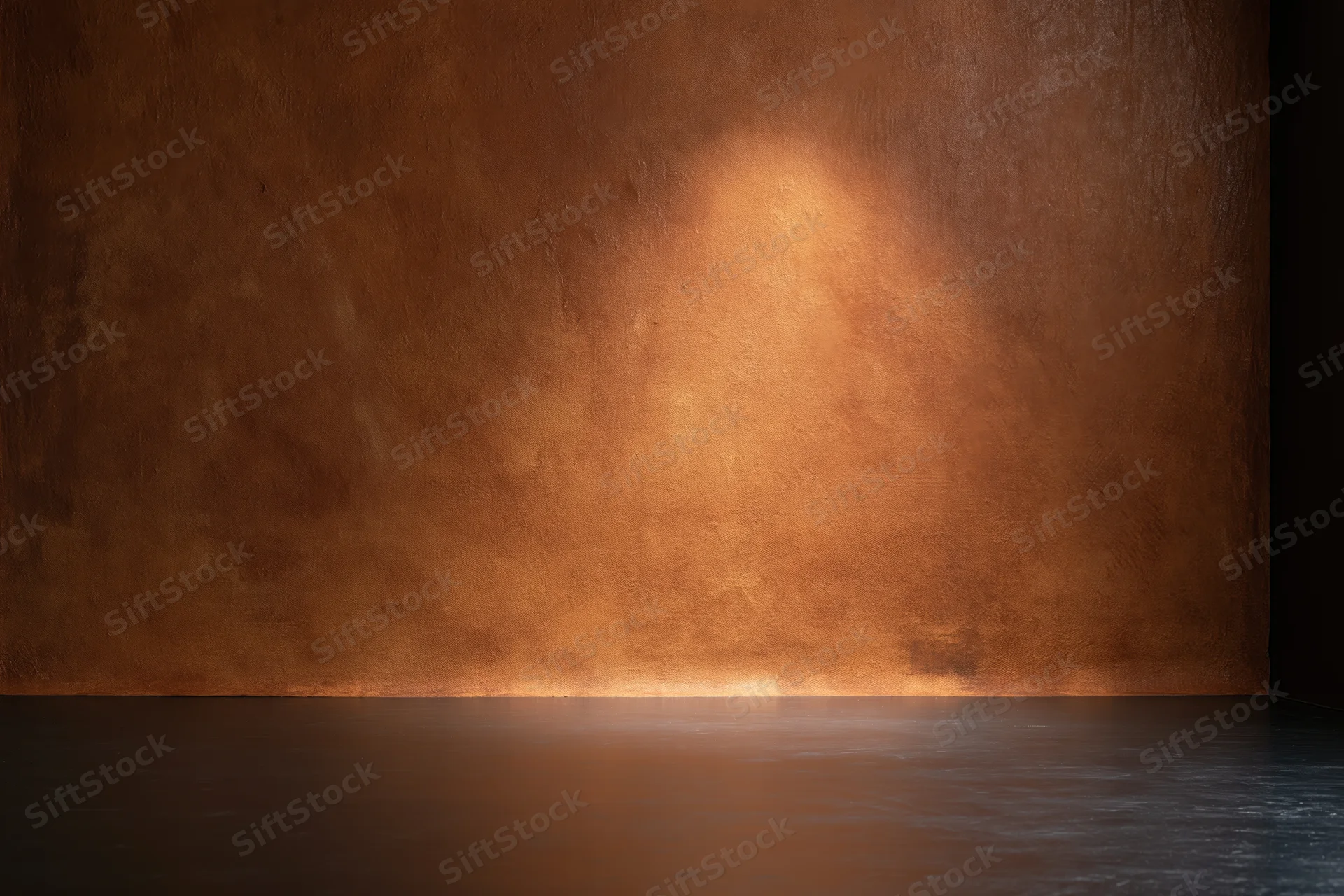Textured painted canvas wall with spotlight and shadow in empty studio space