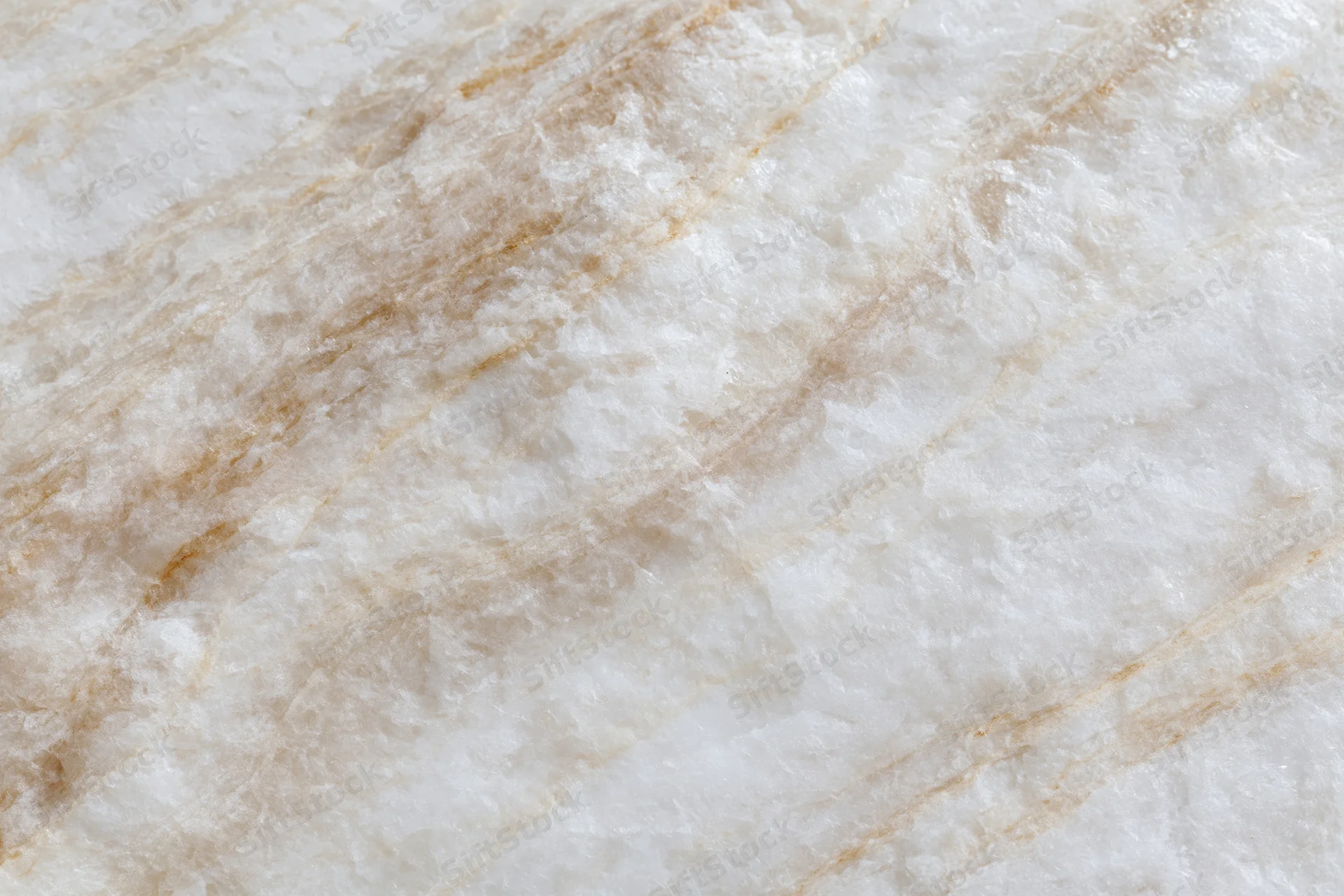 Polished marble stone surface with natural veining filling the frame in flat lay closeup