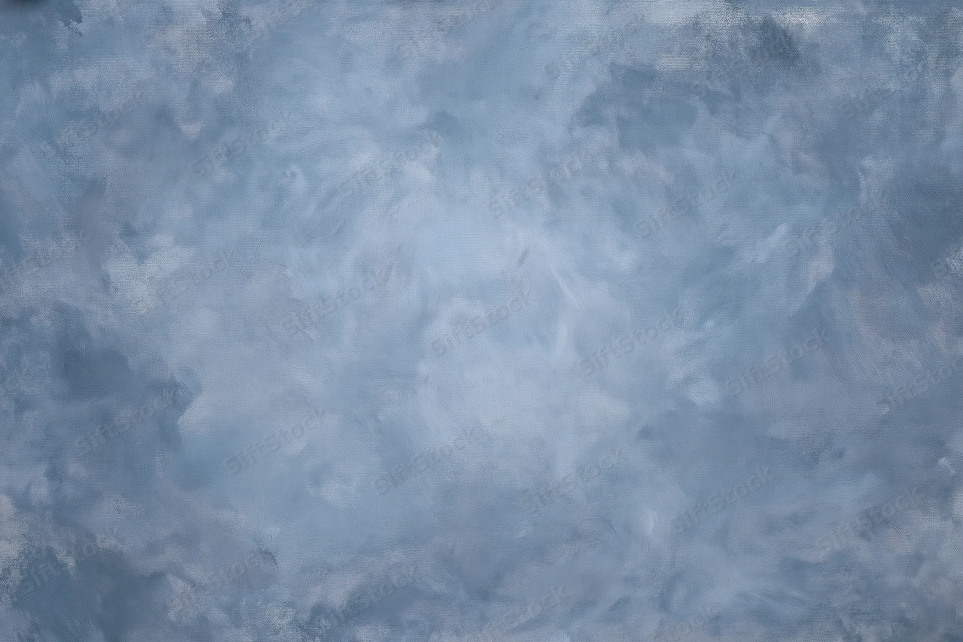 Hand-painted canvas backdrop with soft mottled blue and gray texture for photography studio use
