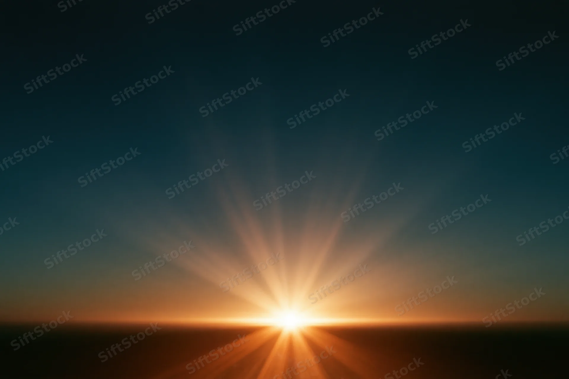 Sunrise light burst radiating upward from the horizon in a wide outdoor view