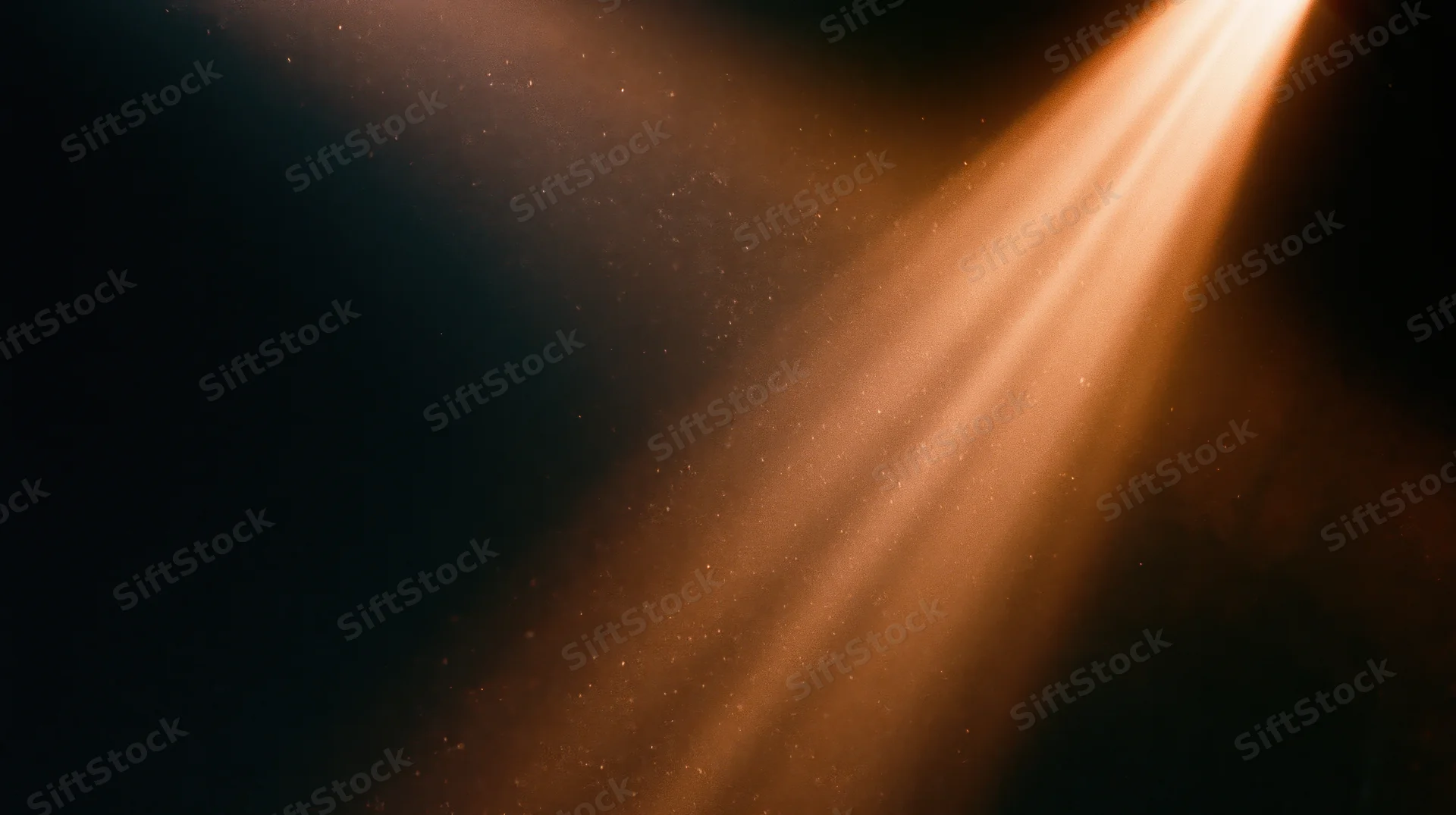 Warm sunbeams cutting through dust in a dark room, creating glowing rays of light
