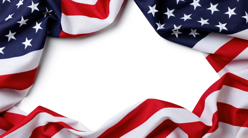 American flag draped in a circular frame with copyspace in center