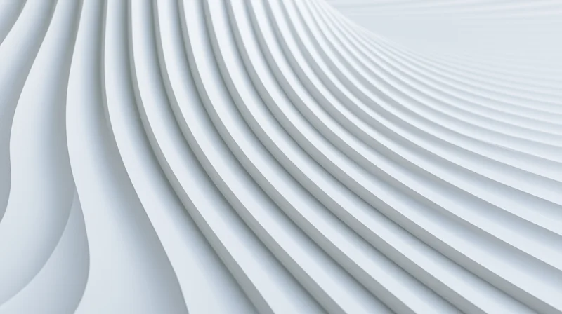 White curved lines forming a flowing wave pattern in a minimalist 3d render