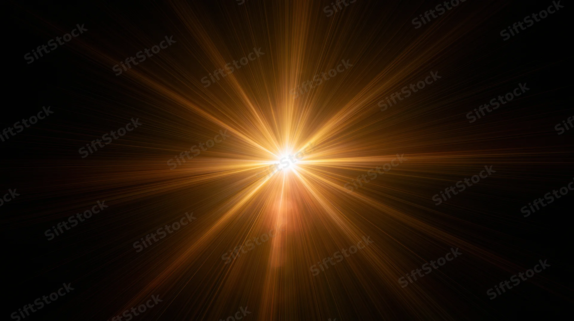 Radiant golden light burst centered in dark space with glowing rays extending outward