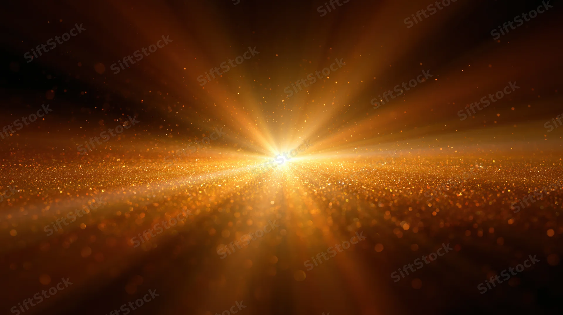 Radiant golden light bursting from center with sparkling particles