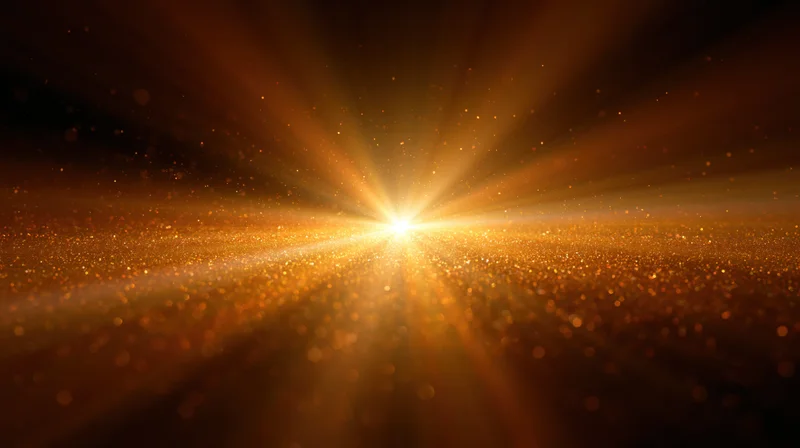 Radiant golden light bursting from center with sparkling particles