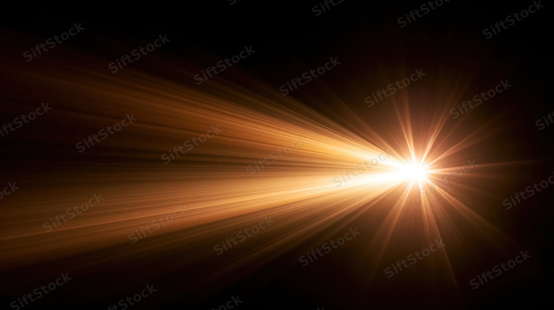 Bright golden light burst radiating from center against dark background with copyspace