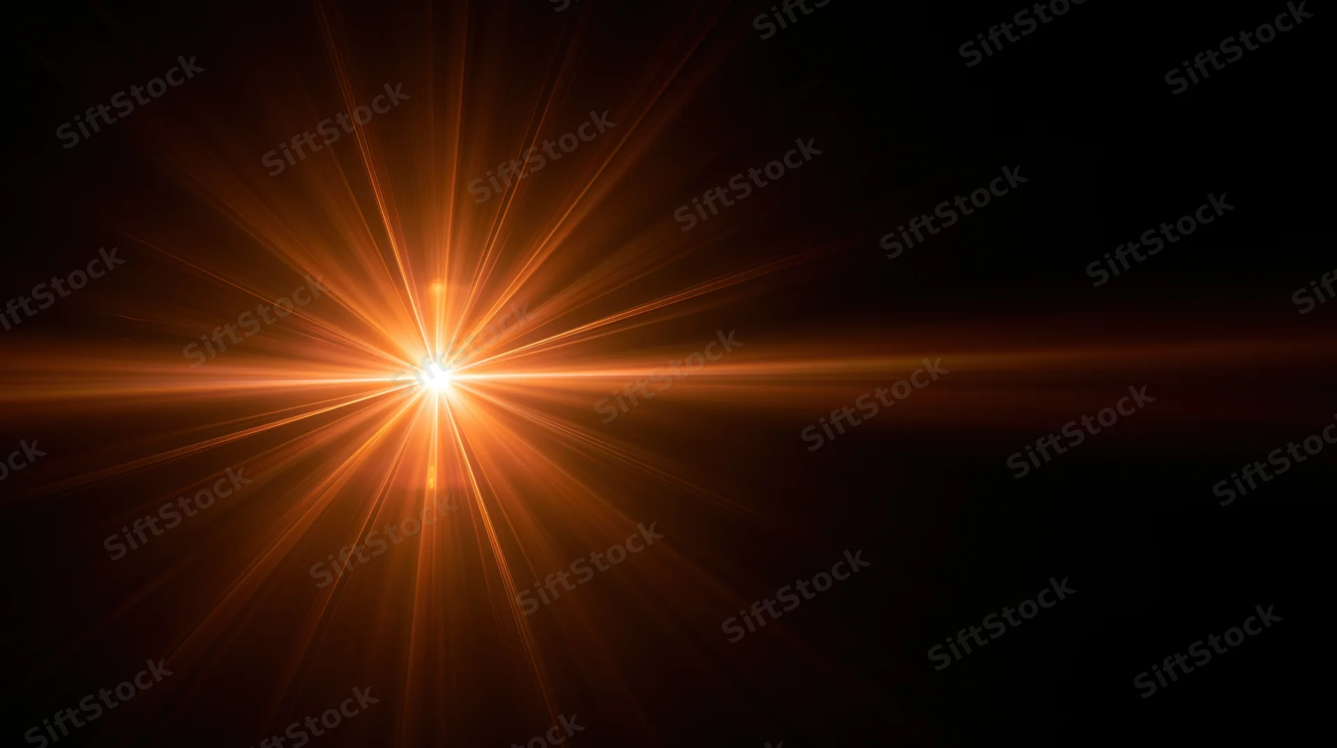 Bright orange light burst radiating from center against black background with copyspace on right