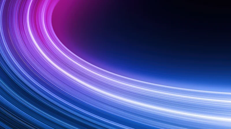 Glowing curved light streaks forming a dynamic wave across a dark gradient background