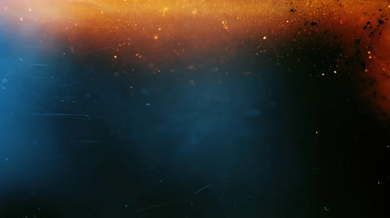 Abstract gradient background with floating particles and warm cool light glow