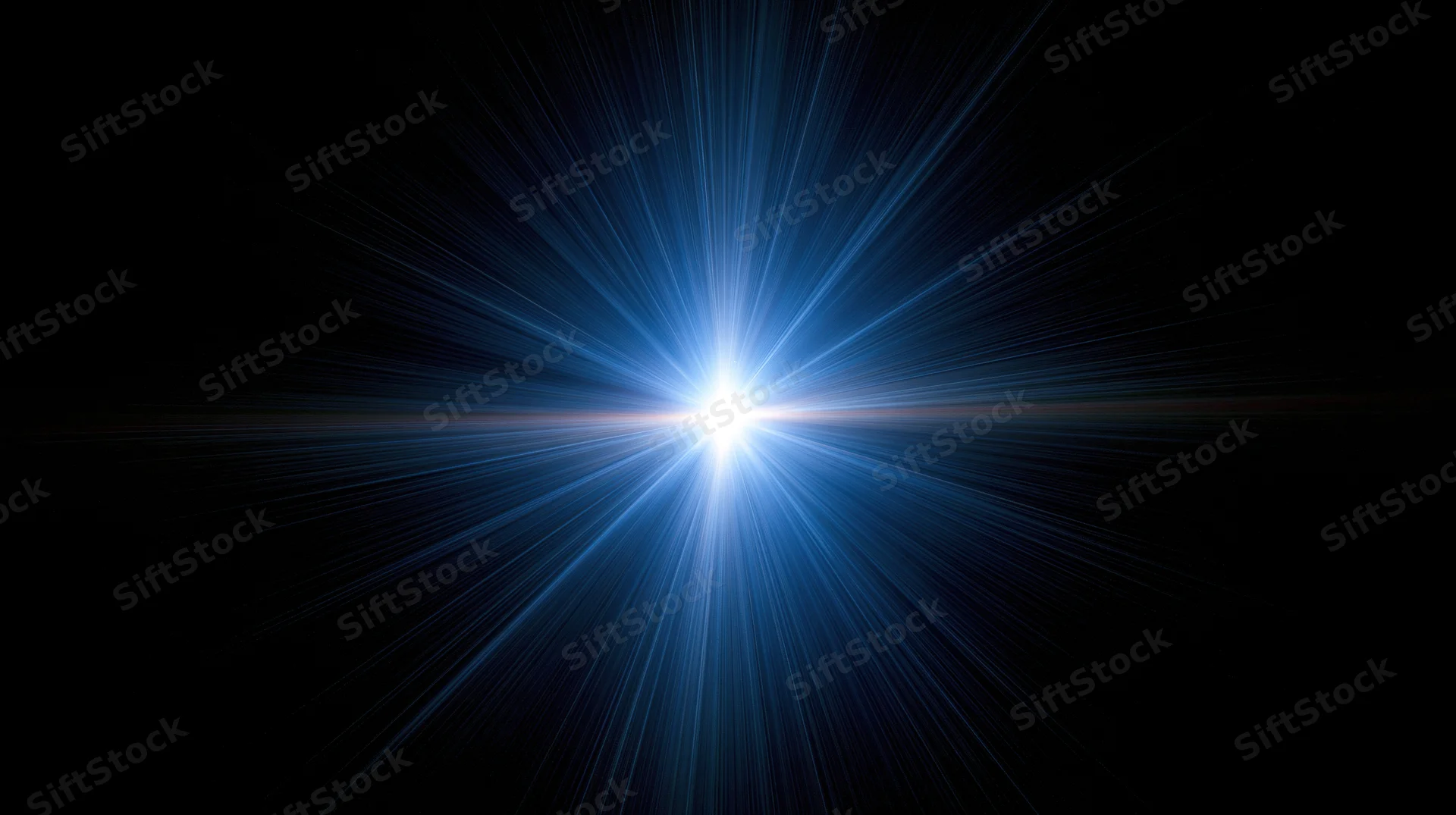 Bright blue starburst light flare radiating from center against dark background