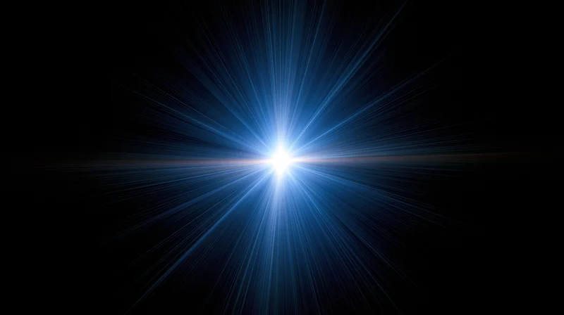 Bright blue starburst light flare radiating from center against dark background