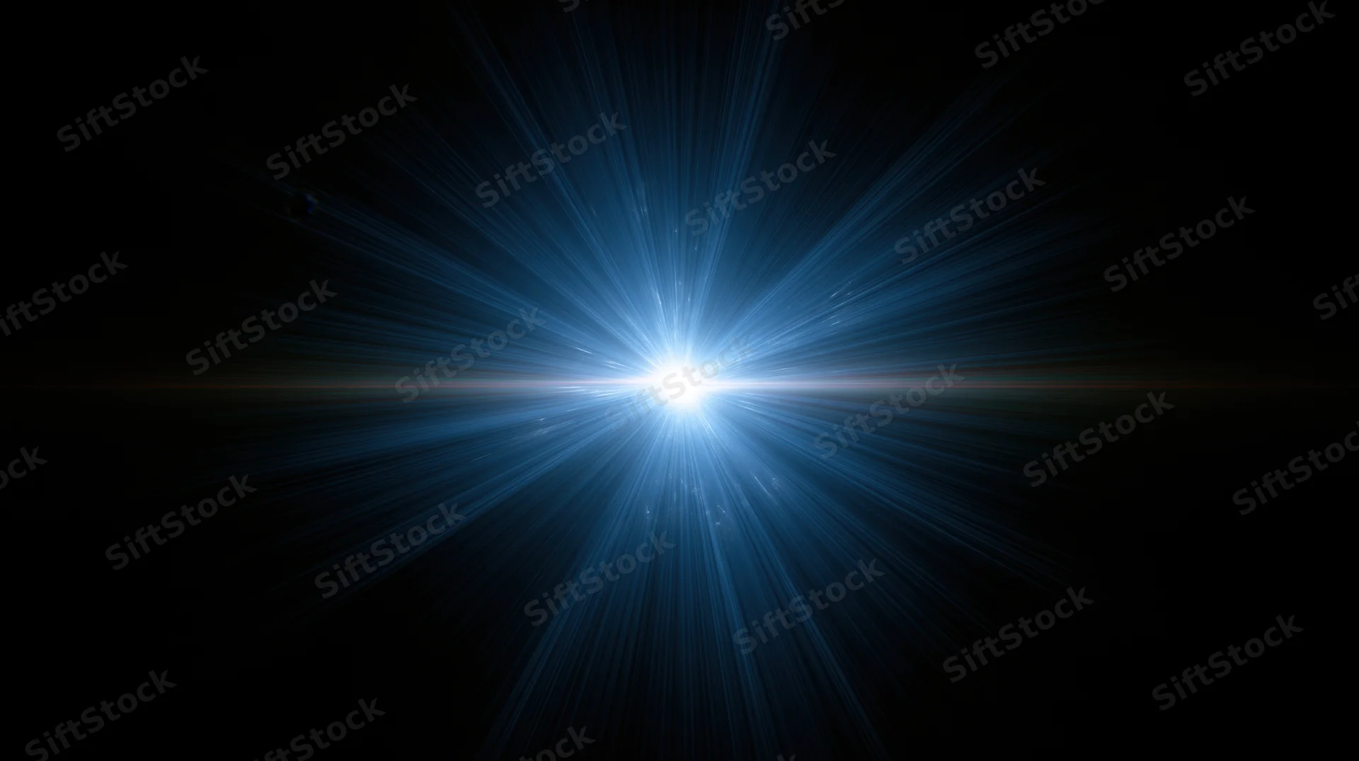Bright blue light burst radiating from center against dark background