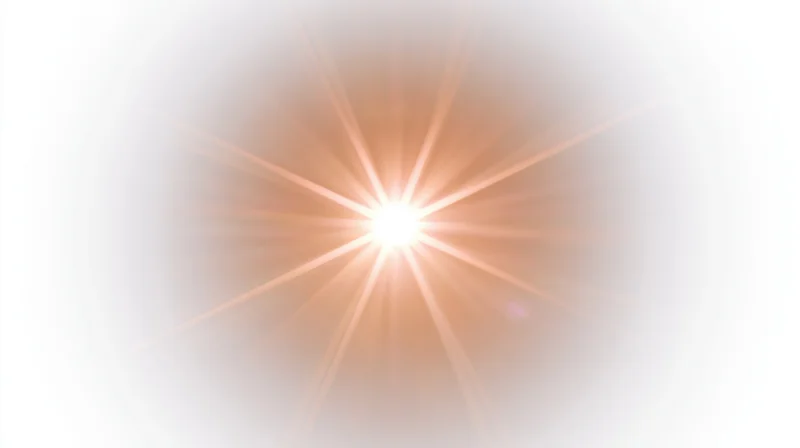 Bright light burst radiating from center on white background with soft glow and lens flare effect