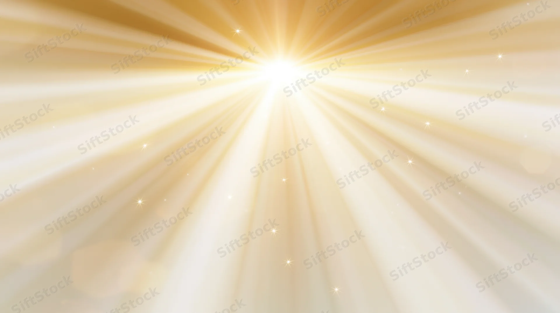 Radiant golden light bursting from center with soft glow and sparkling particles in abstract background