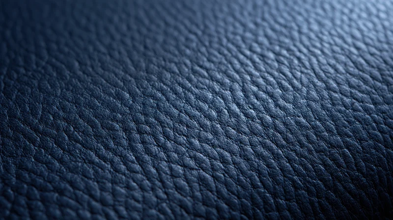 Closeup of dark blue leather texture with pebbled grain pattern