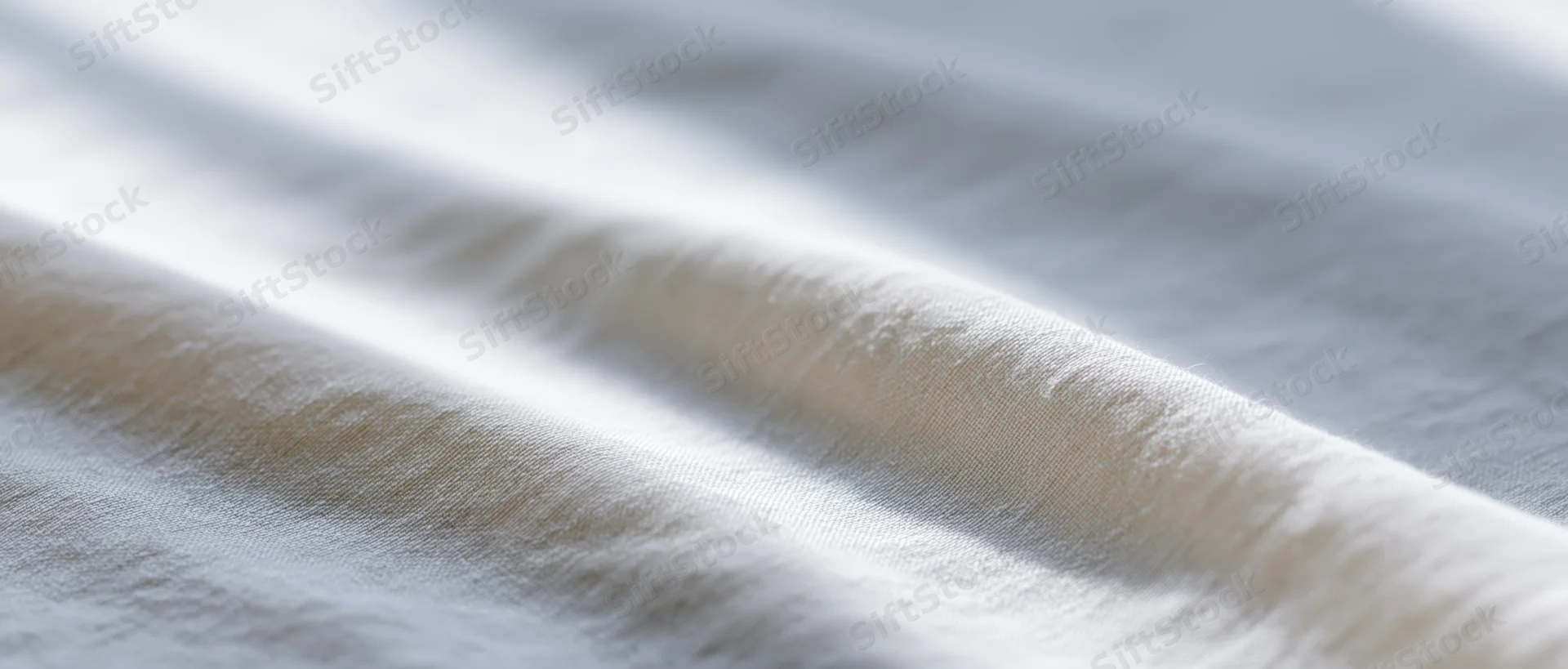 Closeup of white fabric with soft folds and natural light highlighting texture