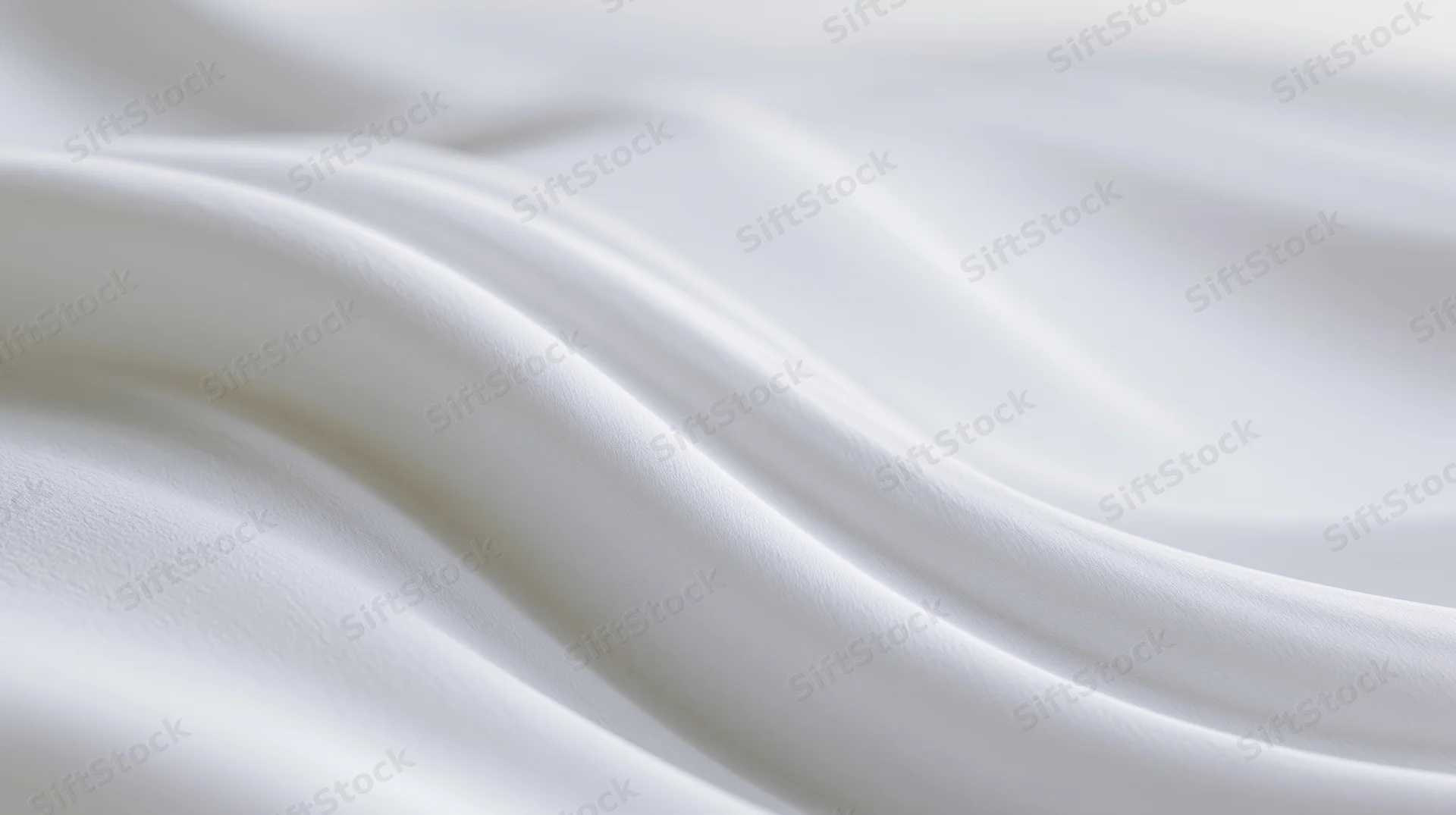 Flowing white silk fabric draped in soft waves with smooth texture and subtle sheen