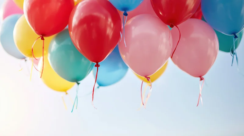 Colorful balloons floating in the sky during a celebration