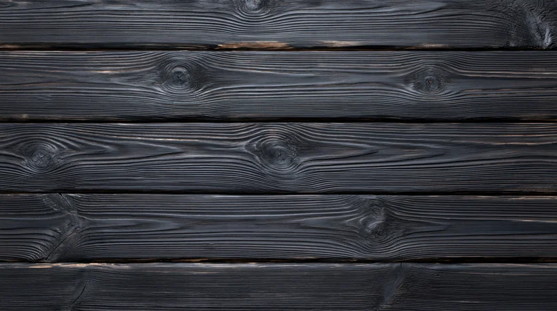 Horizontal black charred wood planks arranged as a textured surface