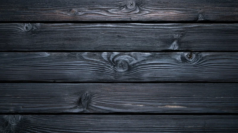 Dark charred wooden planks arranged horizontally as a textured surface