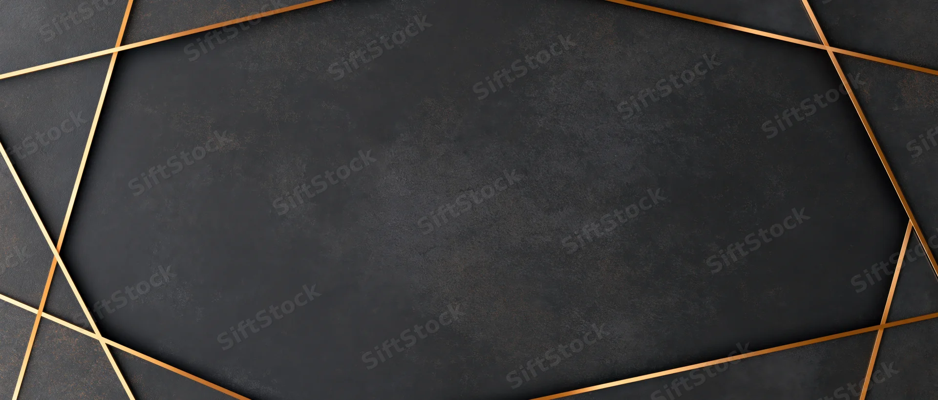 Black textured surface framed by gold geometric lines with central copyspace