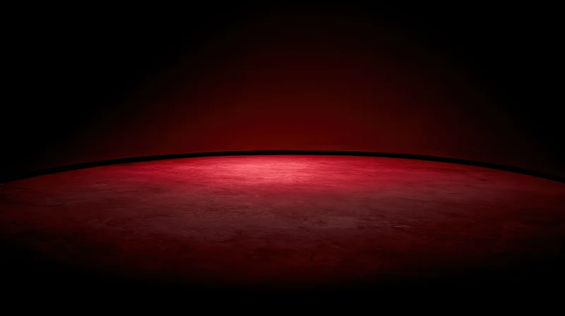 Curved red surface glowing in dark space with subtle texture and horizon line