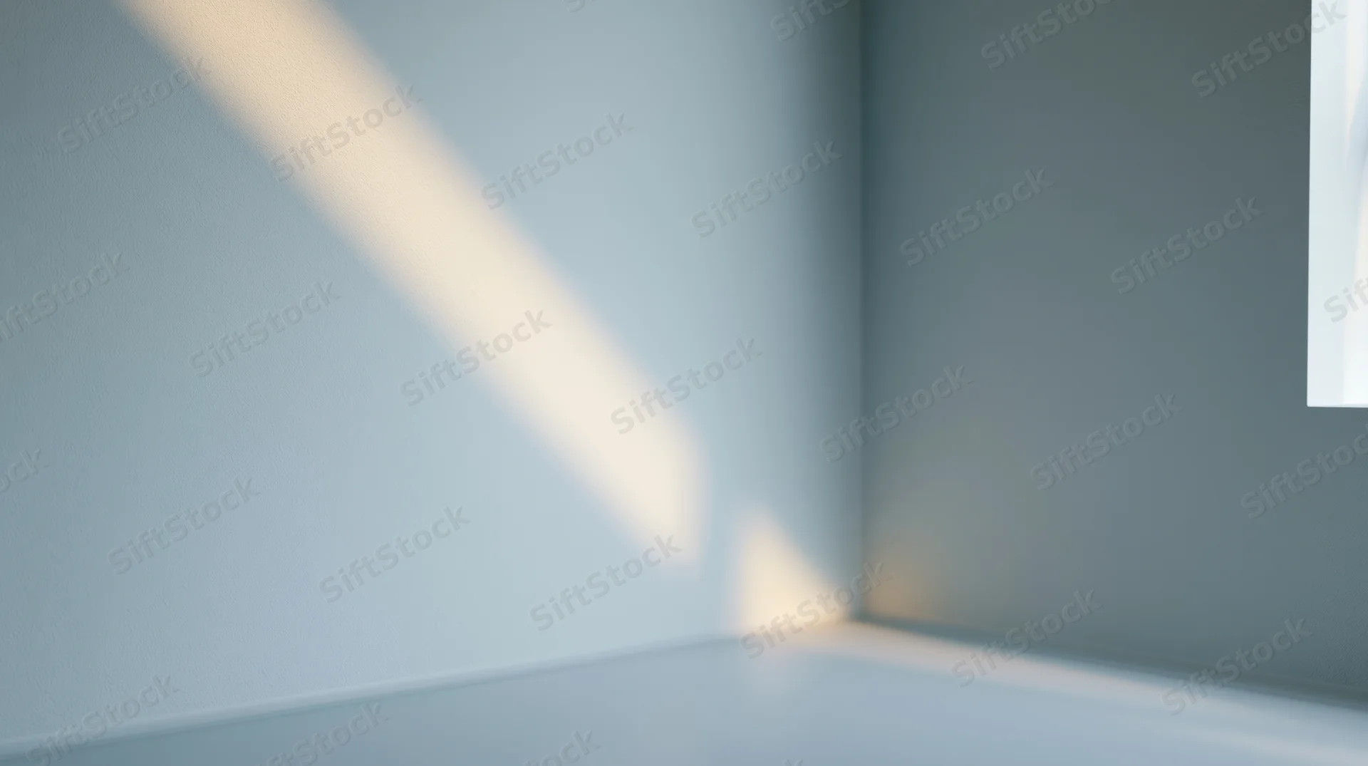 Sunlight casting diagonal shadow across empty corner of minimalist room