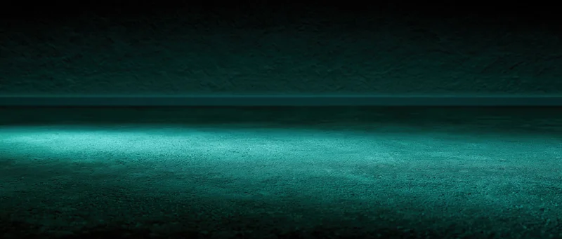 A textured dark teal surface with a horizontal glowing line and soft light gradient across the floor