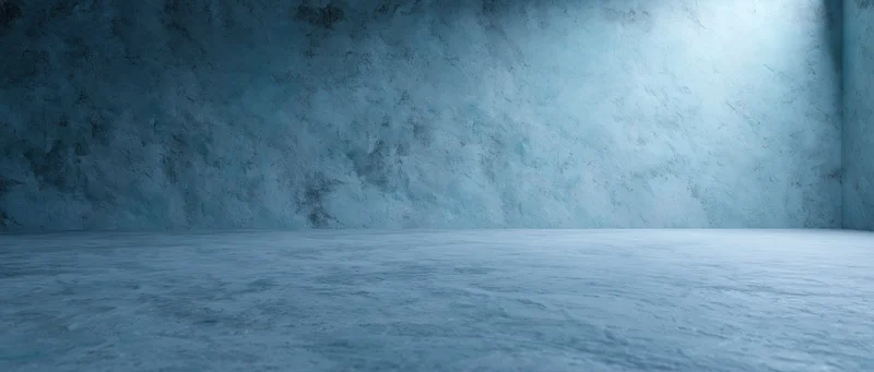 Empty concrete room with blue textured walls and floor, copyspace for design or branding