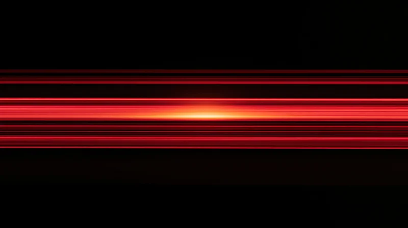 Horizontal red light stripes glowing against black background with central bright glow
