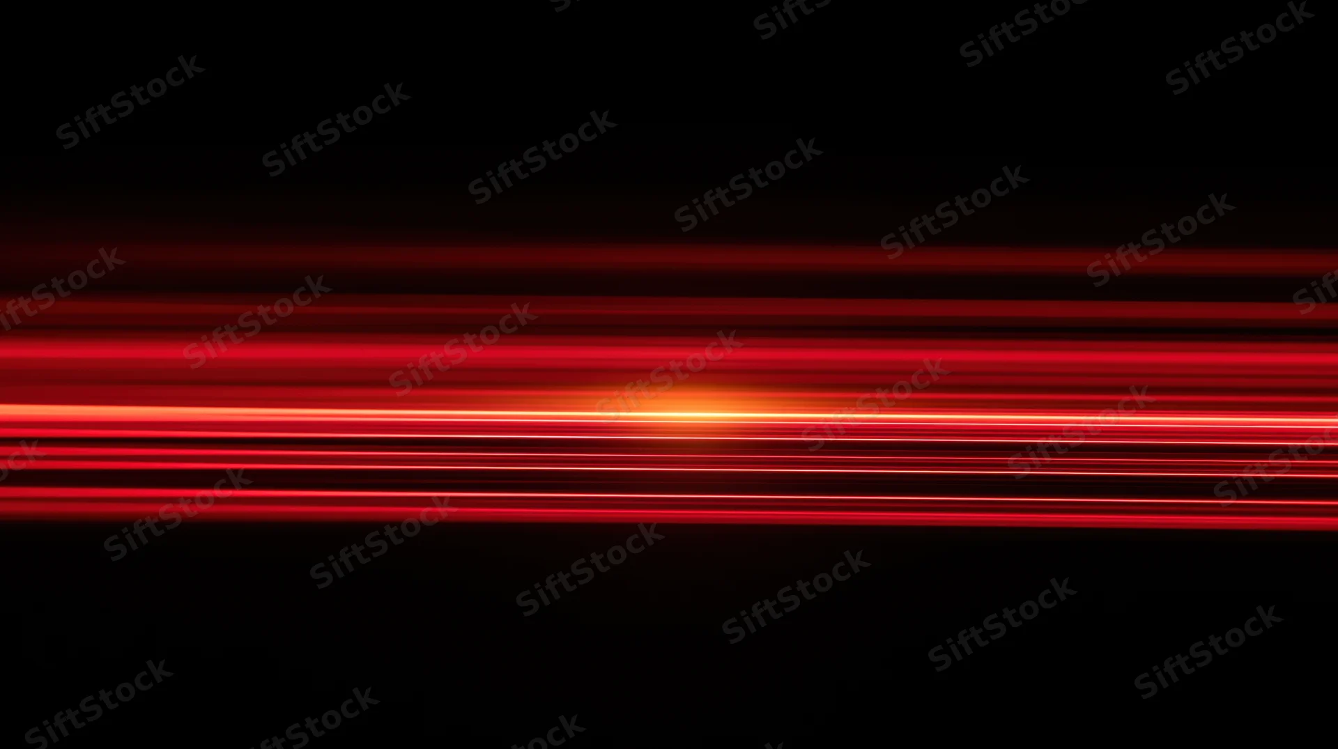 Horizontal red light streaks moving across a black background with glowing center
