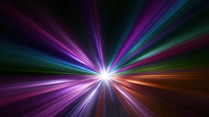 Radiant light burst with colorful streaks radiating outward from a central point