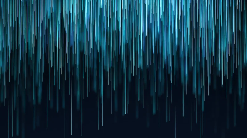 Vertical blue digital streams falling against dark background