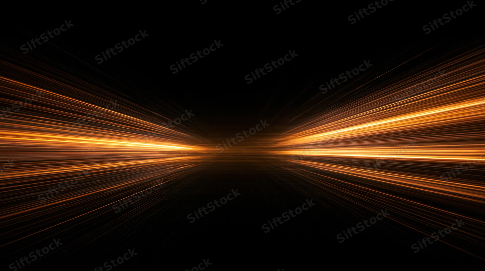 Streaks of golden light radiating from a central point in a dark space