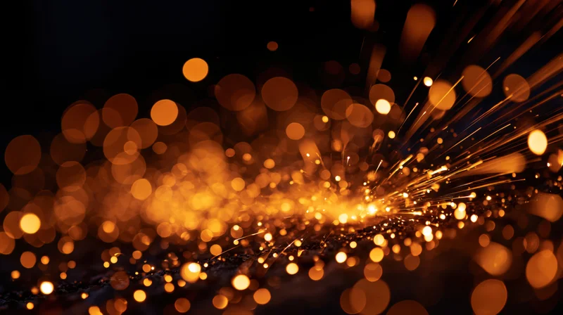 Sparks flying from welding process on dark background