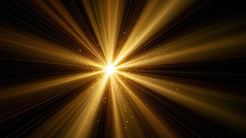 Golden light burst radiating from center against black background