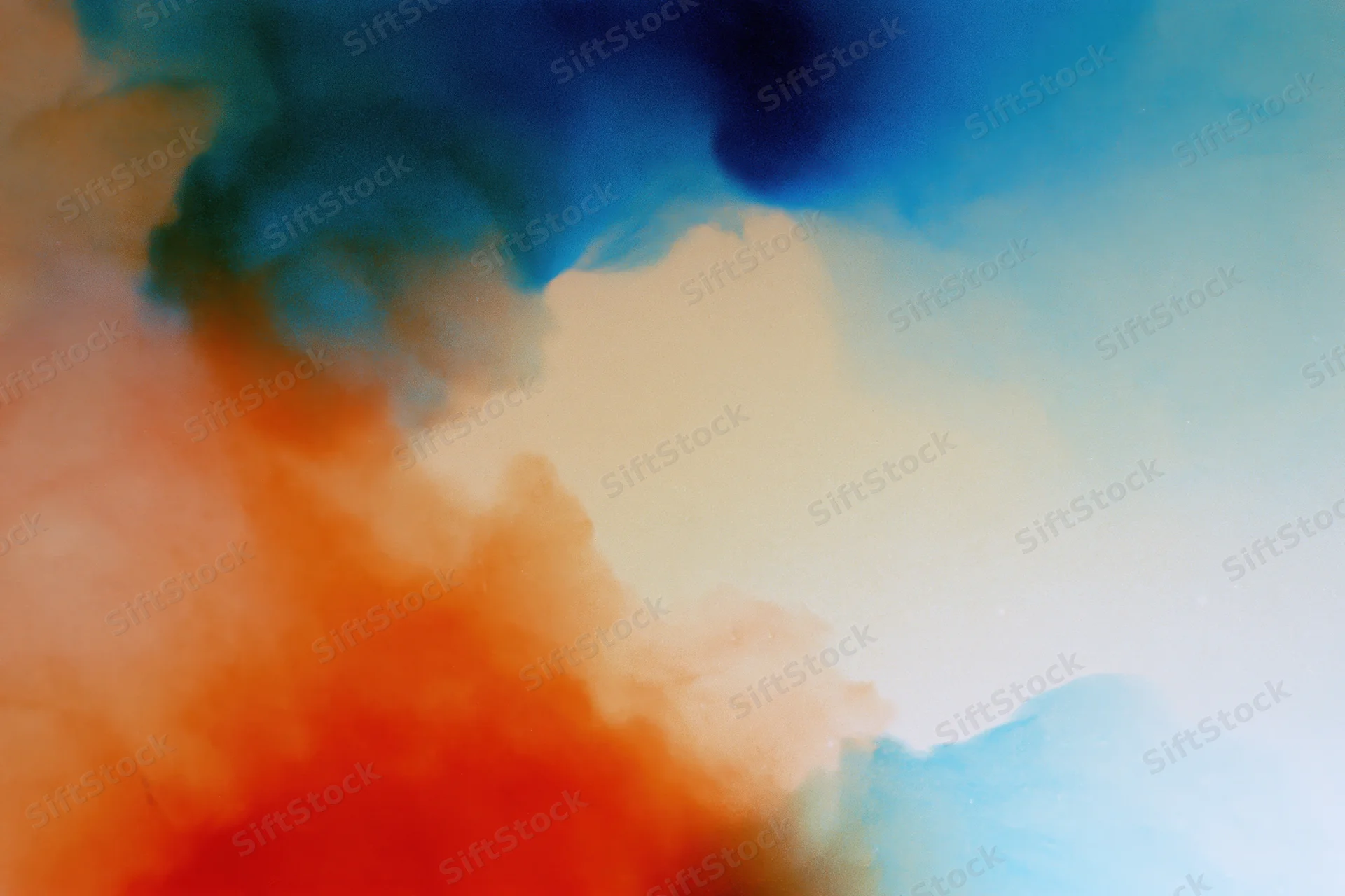 Abstract color gradient with soft blurred ink diffusion forming fluid shapes