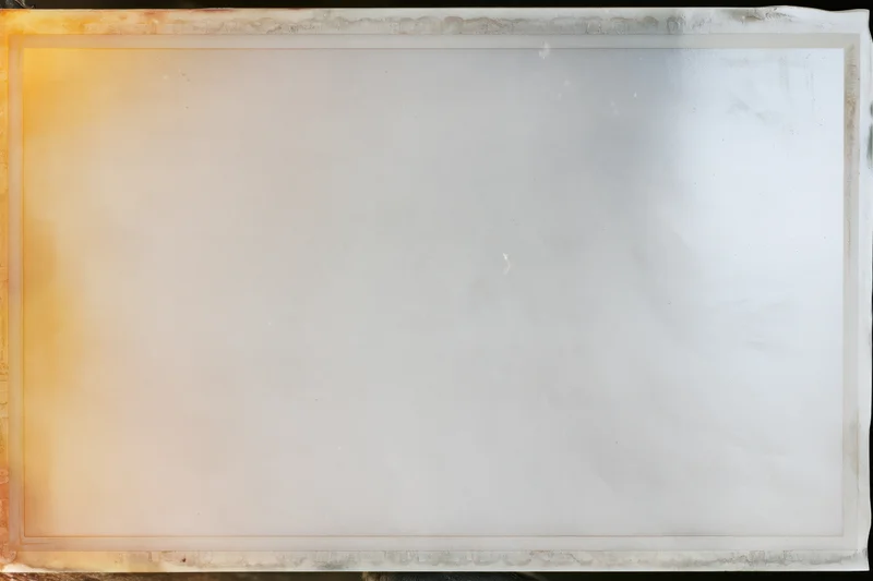 Blank exposed film scan lying flat with yellowed edges and white center filling frame
