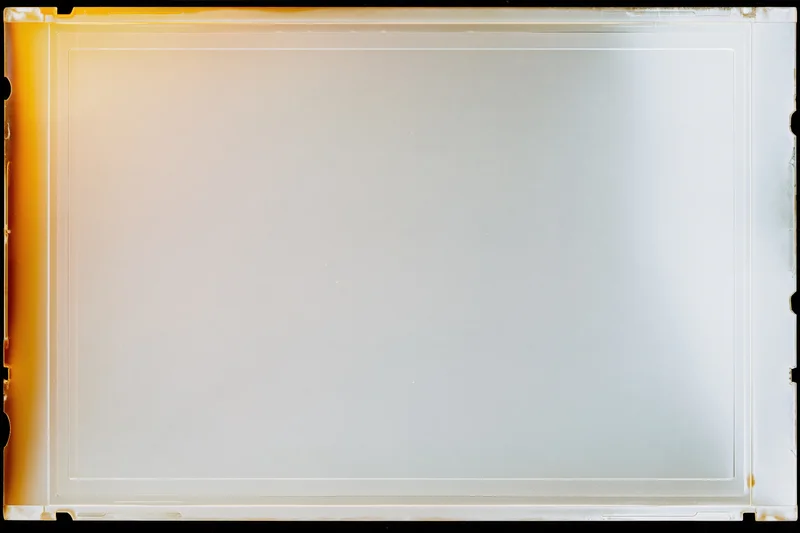 Blank exposed film scan lying flat in extreme closeup filling frame