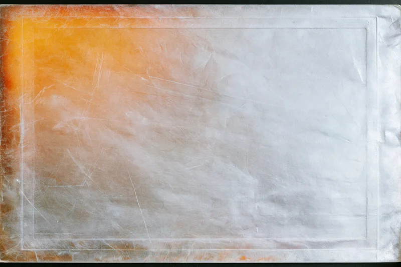 Worn translucent film slide with orange gradient and scratched surface