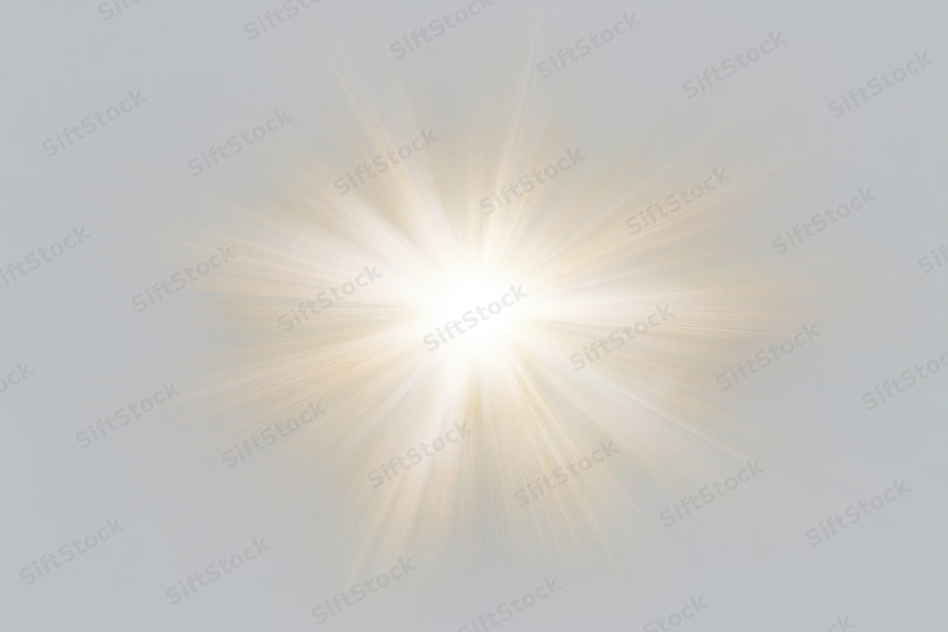 Bright white sun burst with radial light rays spreading outward against a soft gray background