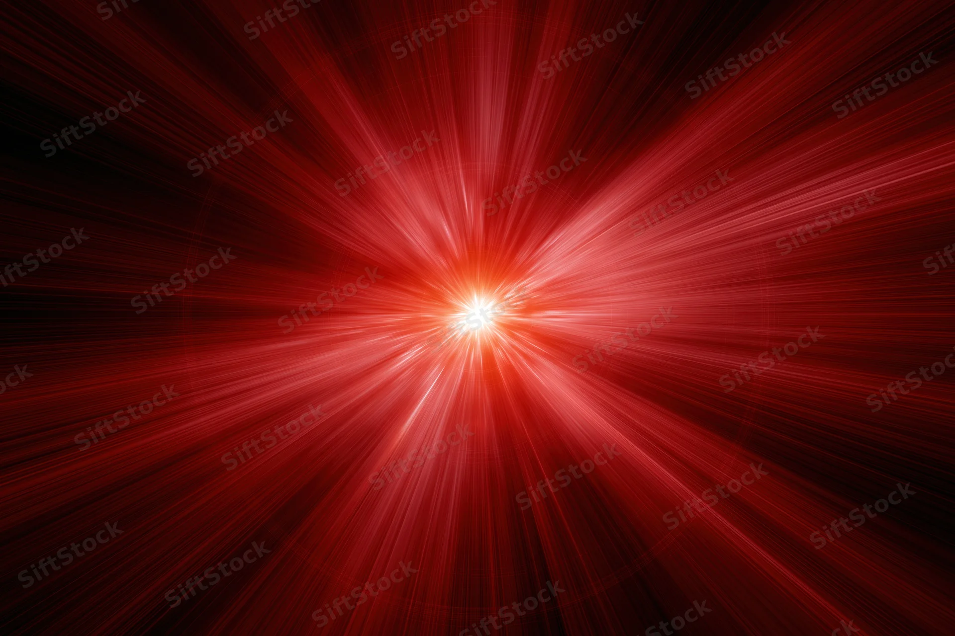 Intense red light burst radiating outward from a bright center